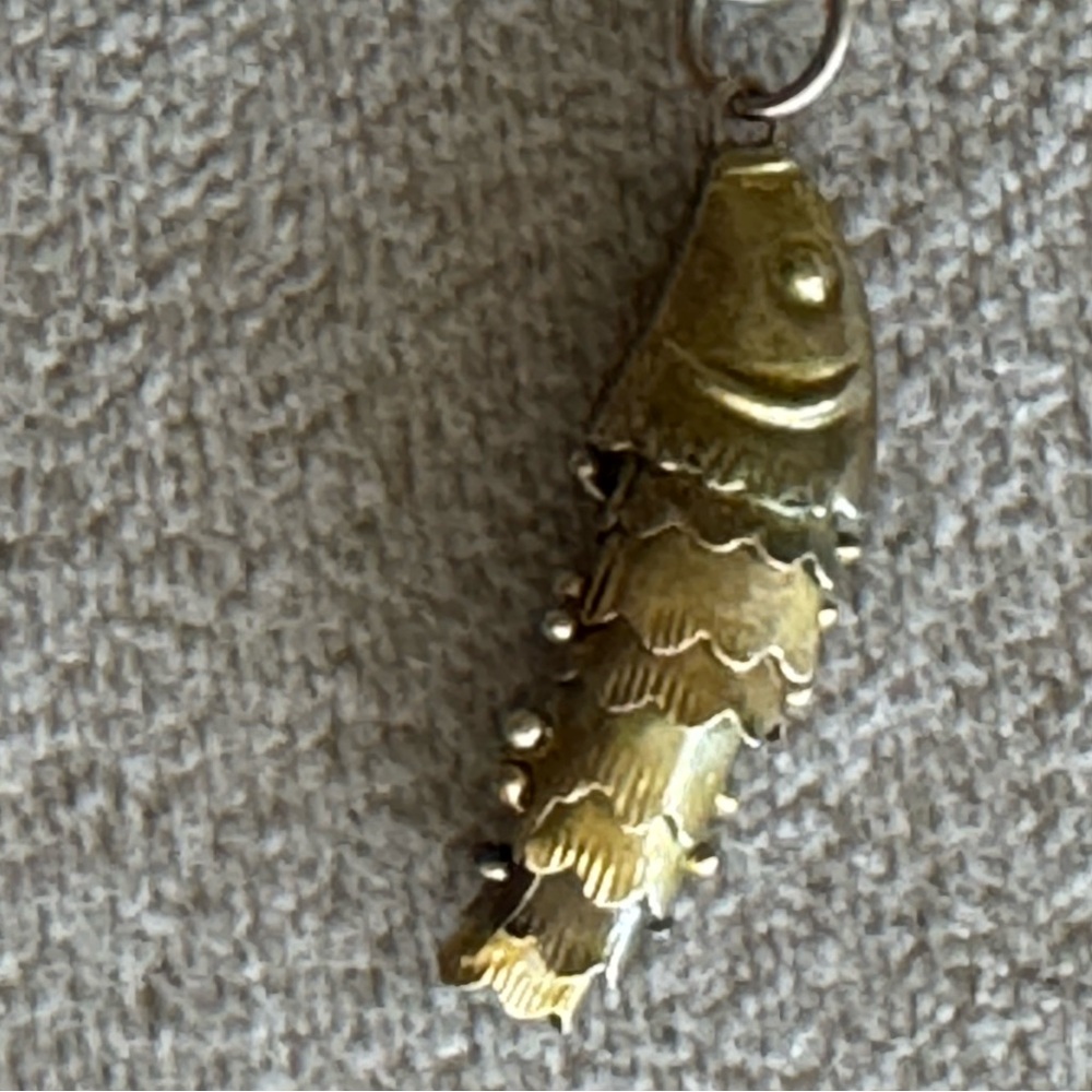 Vintage 14K Yellow Gold Flexible Fish Charm Missing Tail